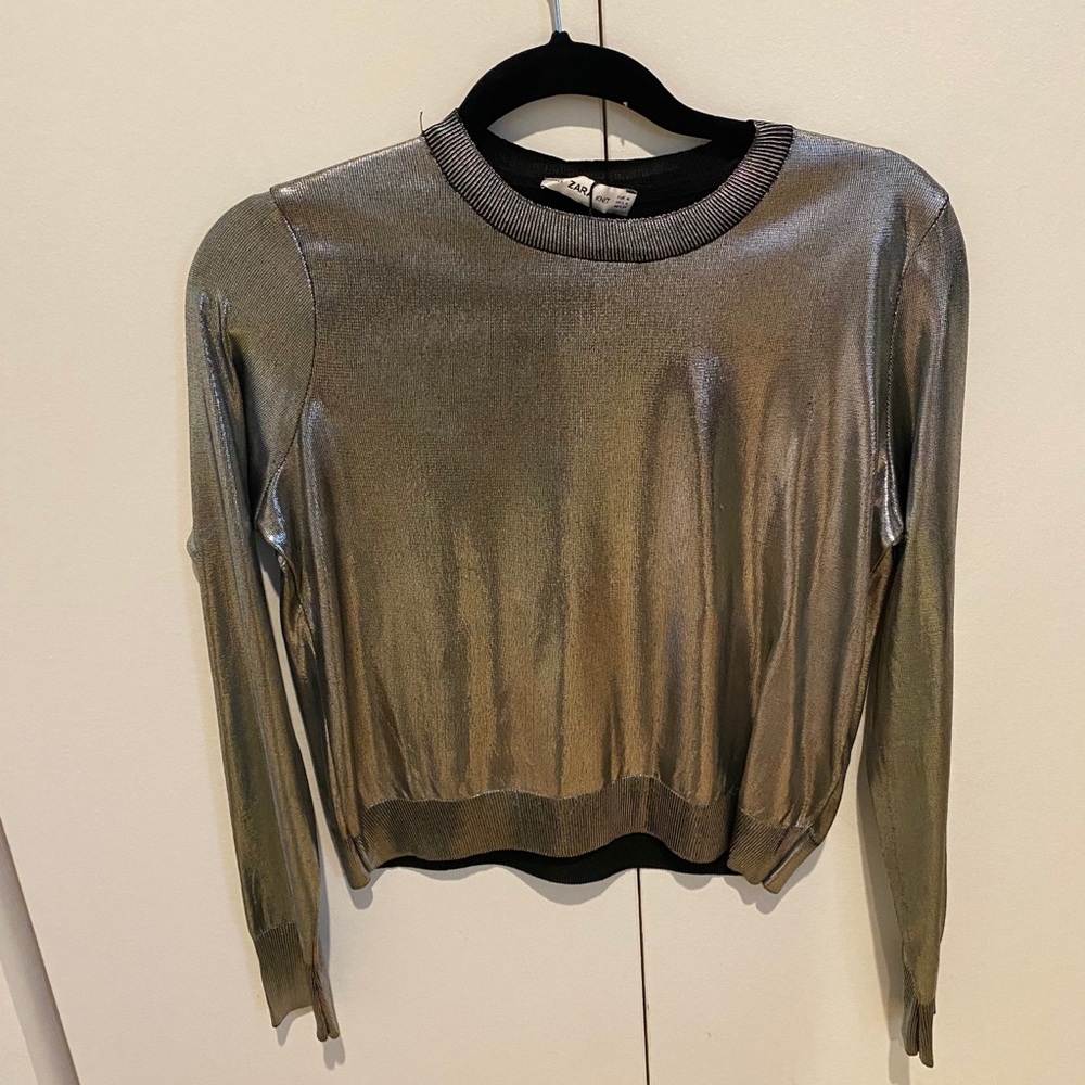 NWT Zara Knit Silver Sweater